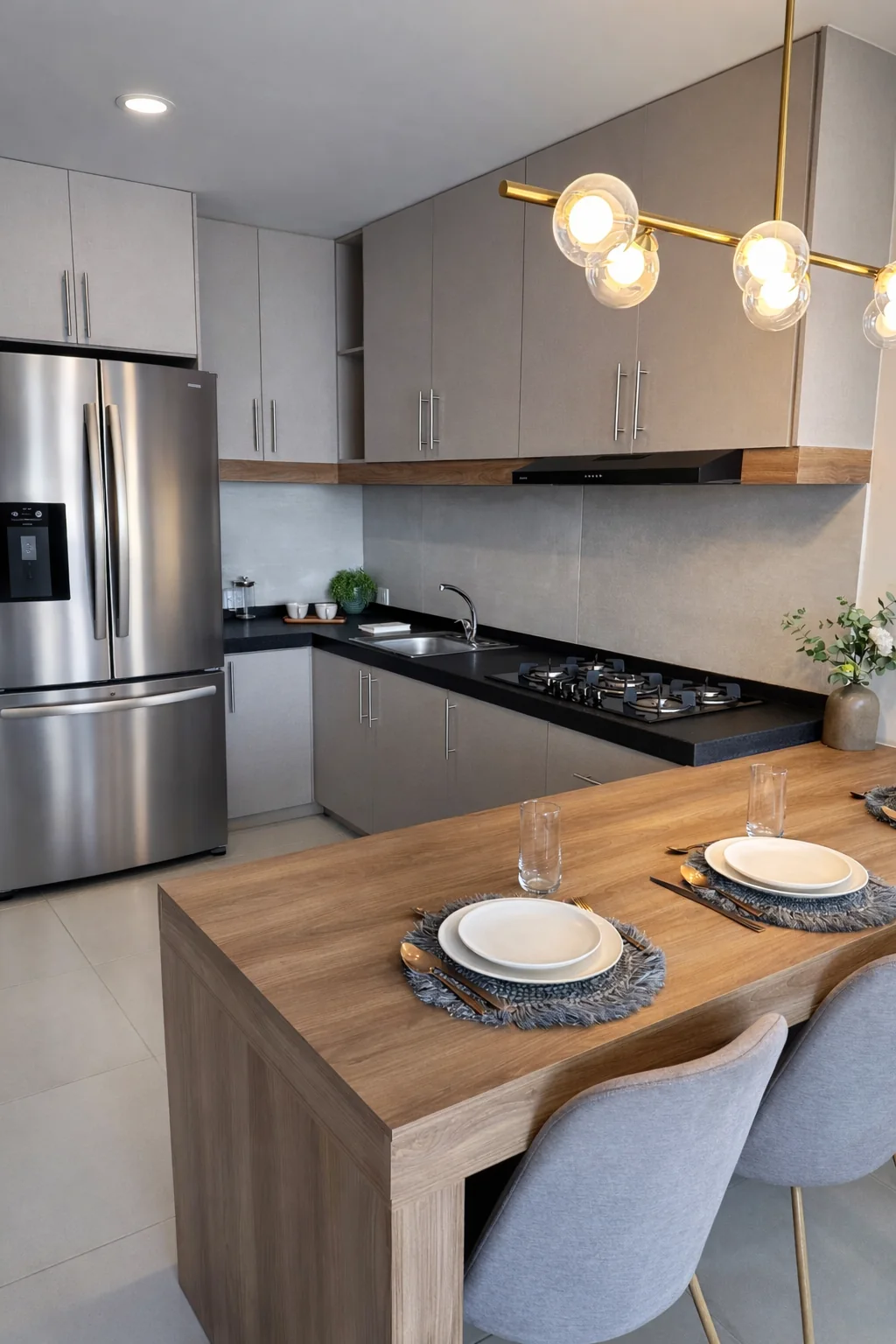 Cocina y comedor de departamento ALTIUS